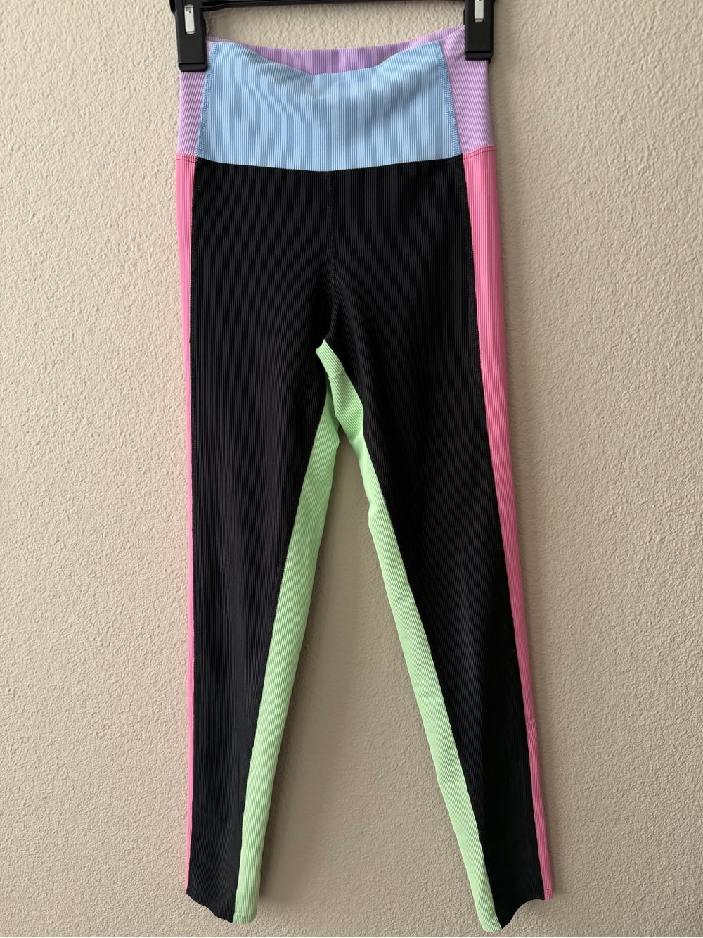 Beach Riot Colorblock Leggings in Black, Pink, Light Blue & Mint